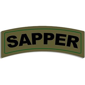 Green Sapper Tab Shaped Sticker (Army Military Funny Vinyl Decal for car truck van or laptop (2.5 x 6 inch) U.S. Army Licensed