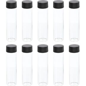 PATIKIL 50mL Media Storage Bottle, 15 Pack Reagent Media Bottle Glass Bottles with Plastic Screw Cap for Lab Home Classroom, Clear