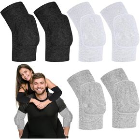 3 Pairs Elbow Pads Elbow Protector Volleyball Sponge Support Breathable Compression Elbow Braces for Women Men Youth Teen Girls Boys Basketball Tennis Football Skating, Black, White, Gray