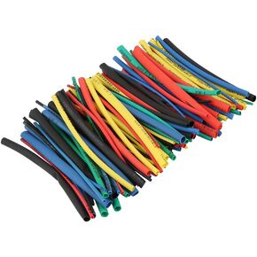 Heat Shrink Tubing,100 Pcs Heat Shrink Tubing Kit, Insulation Electrical Colored Assorted Heat Shrink Tubing for Wires(5 Colors/5 Sizes)