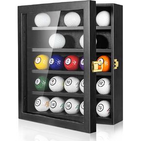 tutata Golf Ball Display Case, Golf Ball Holder, 25 Balls Capacity, Wall Mount, Shadow Box for Golf Ball Collector
