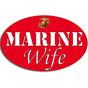 Oval MARINE Wife Sticker (USMC military married wives), Officially Licensed by The U.S. Marine Corps (3 x 5 inch)