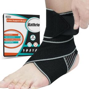 Ankle Brace for Men & Women - (1 Pair) Adjustable Ankle Wraps Compression Sleeve, Comfortable and Easy to Wear, Relief for Plantar Fasciitis, Tendonitis, Sprains, Running, Foot Brace Sports Protection (Gray)