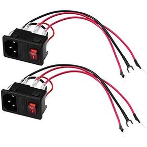 2PCS 3D Printer Power Switch 220V/110V 10A Short Circuit Protection Socket Inlet Module Plug with 250V Fuse Switch Compatible with Anet A8 Ender 2 and Most Printer