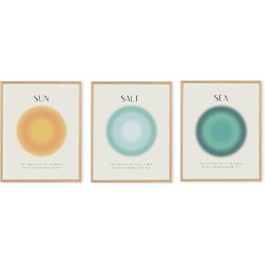 Boat Wades Coastal Room Decor-Beachy Wall Decor,Sun Salt Sea Aura Unframed Wall Art Prints,Coastal Aura Posters Prints Pictures,Ocean Aura Wall Decor,Beach Room Decor,8x10 Inches Set of 3