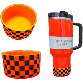 Checkered Neon Orange Stanley Boot Silicone Sleeve for 20-40oz Stanley Tumbler - Vibrant Neon Water Bottle Boot, Perfect Fit for the hottest tumblers- Colorful Tumbler Accessories! in Saudi Arabia