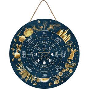 Wheel Of The Year Wood Sign 12", Sabbats Pagan Witch Sign, Wiccan Holidays, Wicca Calendar, Yule Altar, Celestial Sign, Vintage Handmade Christmas Sign, Christmas Decor