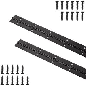 16 Inch Black Piano Hinge Heavy Duty 2 Pack Stainless Steel Piano Hinge 1.2" Wide Continuous & Piano Hinges with 32Pcs Screws Continuous Hinge with Holes for Boat Cabinet Door Box Furniture