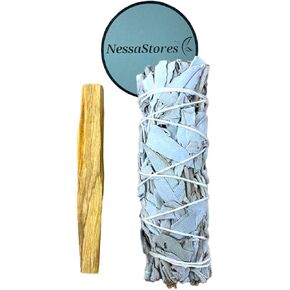 2 pcs White Sage & Palo Santo Smudge Kit Refill, 4-Inch Hand Tied, All Natural, Ethically Sourced for Home Cleansing, Clearing Negative Energy, & Promoting Positivity JC-097-Mini