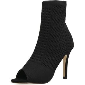 Women's Stiletto High Heel Open Toe Booties, Stripper Peep Toe Ankle Boots, Sexy Square Toe Summer Boots Sandals