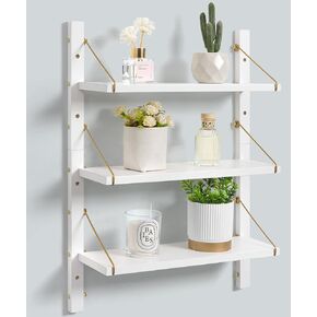 أرفف حائط Afuly 3 طبقات، أرفف حائط حمام عائمة قابلة للتعديل، أرفف كتب عائمة من الذهب الأبيض للجدار، غرفة النوم، غرفة المعيشة، المطبخ، منظم الحائط، تخزين الديكور الحديث in Kuwait