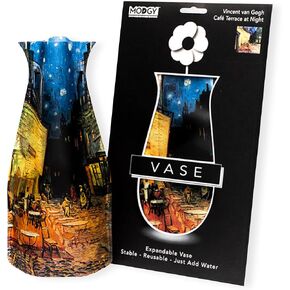 MODGY Expandable Flower Vase Plastic Decorative Modern Vases for Flowers Centerpieces Dining Table Decor Living Room Bathroom Wedding Office, Van Gogh Café Terrace at Night