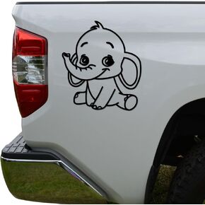 Rosie Decals Cute Baby Elephant Die Cut Vinyl Decal Sticker For Car Truck Motorcycle Window Bumper Wall Decor Size- [10 inch/25 cm] Tall Color- Gloss Black