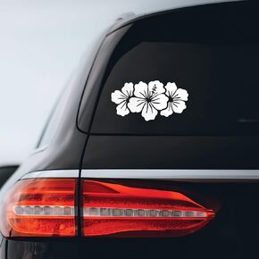 Hibiscus Flowers Group Sticker Decal Notebook Car Laptop 6" x 3" (White)