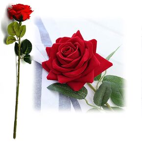16" Artificial Rose High Simulation Bionic Technology Flowers Gift for Valentines Birthday Anniversary Christmas Mothers Day Thanksgiving for Mom Girlfriend Wife Classical Red 1 Pcs