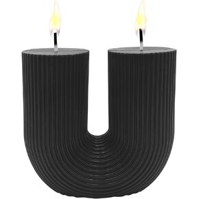 Large U Shaped Candle, Soy Wax Scented Candle Geometric Aesthetic Ribbed Candles Minimalist Shaped for Trendy Home Room Shelf Decor Aesthetic Candles Wedding Birthday