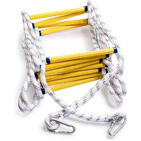 Aoneky Fire Escape Rope Ladder - Flame Resistant Emergency Fire Safety Evacuation Ladder with Hook Carabins for Kids and Adults, 2-3 Story Fire Rescue Ladder (16 Ft)