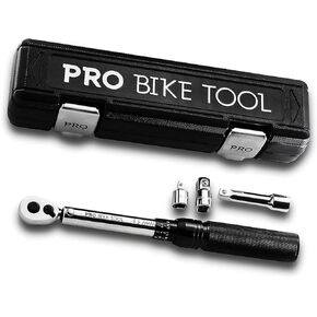 PRO BIKE TOOL 3/8 Inch Drive Click Torque Wrench Set, 10 to 60 Nm – Bicycle Maintenance Kit for Road & Mountain Bikes - Motorcycle Multitool - 1/2" & 1/4" Adapters, Extension Bar and Storage Box