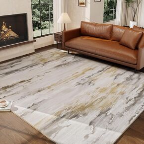 AMOAMI-Modern Abstract 5x7 Area Rug Neutral Rug -Washable Rugs Non Slip Rugs for Living Room Bedroom Office Dining Room Bedside-Multi Blue Area Rug 5 X 7 Carpet (Blue & Grey, 5ft X7ft)