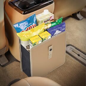 KMMOTORS Car Trash Can, Leather Trash Bag Foldable Hanging bin, Cute car Gadgets, Garbage Container, Vegan Leather(Medium, Black) in Kuwait