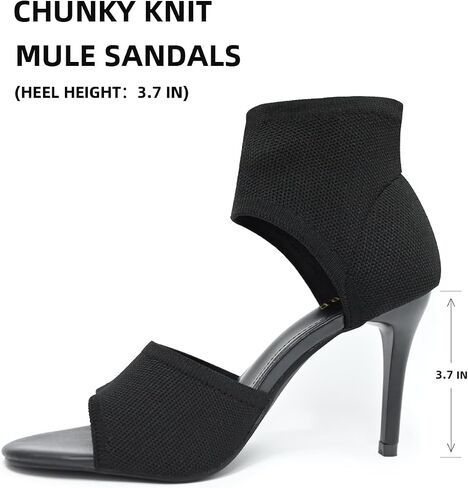 Peep Toe Heels for Women Sexy 3 Inches Stiletto Heeled Sandals for Women Open Toe Wide Stretchy Knit Heel Sandal Booties Slip On Comfortable Dressy Shoes for Prom, Party and Work in Saudi Arabia