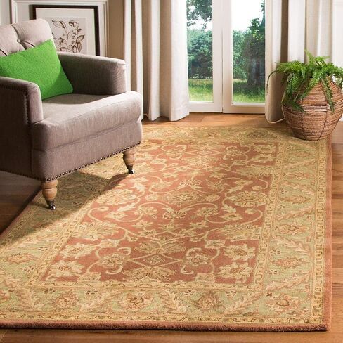 مجموعة SAFAVIEH Golden Jaipur مقاس 2'3" x 12' أخضر / صدئ GJ250A سجادة عداء تقليدية مصنوعة يدويًا من الصوف الفاخر in Saudi Arabia
