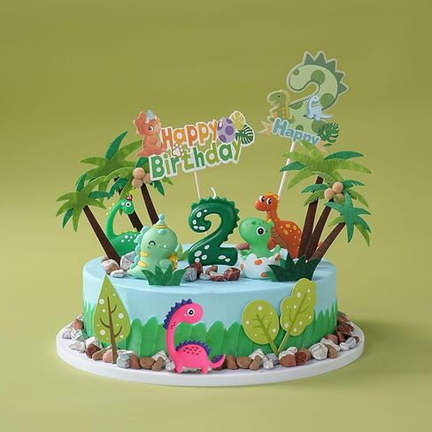 مجموعة تزيين الكيك بأرقام ثلاثية الأبعاد باللون الأخضر لعيد الميلاد السعيد، مجموعة تزيين الكيك على شكل ديناصور للأطفال، مجموعة ديناصورات للأطفال والرضع والبنات (أخضر 2، أخضر) in Kuwait