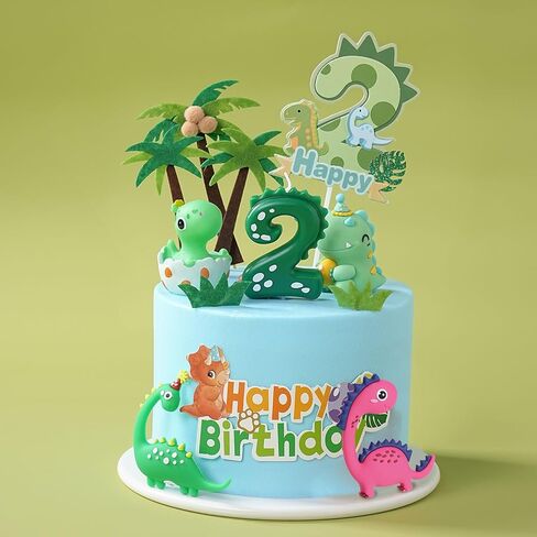 مجموعة تزيين الكيك بأرقام ثلاثية الأبعاد باللون الأخضر لعيد الميلاد السعيد، مجموعة تزيين الكيك على شكل ديناصور للأطفال، مجموعة ديناصورات للأطفال والرضع والبنات (أخضر 2، أخضر) in Kuwait
