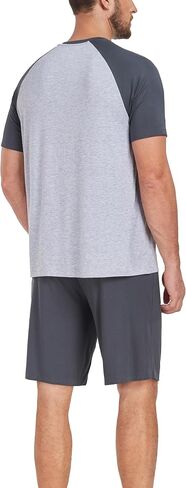 COLORFULLEAF Mens Pajamas Set Shorts and Shirt Bamboo Sleepwear Summer Nightwear Lightweight Sleep Sets S-XL in Saudi Arabia