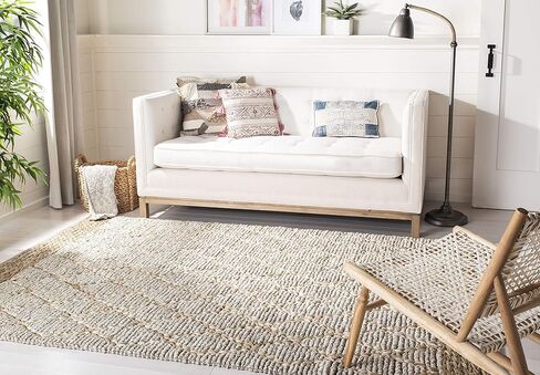 SAFAVIEH Natural Fiber Collection Runner Rug - 2'6" x 12', Light Blue, Handmade Boho Moroccan Trellis Jute, Ideal for High Traffic Areas in Living Room, Bedroom (NF951L) in Saudi Arabia