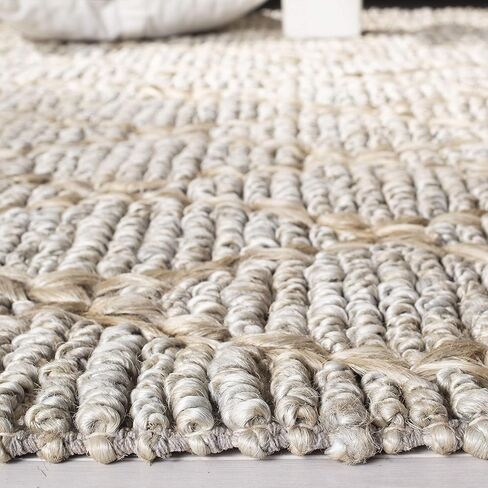 SAFAVIEH Natural Fiber Collection Runner Rug - 2'6" x 12', Light Blue, Handmade Boho Moroccan Trellis Jute, Ideal for High Traffic Areas in Living Room, Bedroom (NF951L) in Saudi Arabia