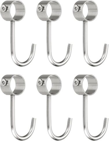 uxcell 6Pcs Pipe Rod Hooks, Stainless Steel 22mm/0.87" Inner Dia Adjustable Rod Closet Rod Hooks Coat Hook for Wardrobe Hanging Pots, Black in Saudi Arabia