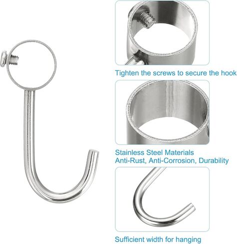 uxcell 6Pcs Pipe Rod Hooks, Stainless Steel 22mm/0.87" Inner Dia Adjustable Rod Closet Rod Hooks Coat Hook for Wardrobe Hanging Pots, Black in Saudi Arabia