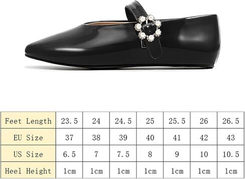 حذاء مسطح بإبزيم أسود للنساء حذاء باليه مسطح مع حزام ماري جين مسطح بمقدمة مستديرة وأحذية رسمية مسطحة. in Kuwait