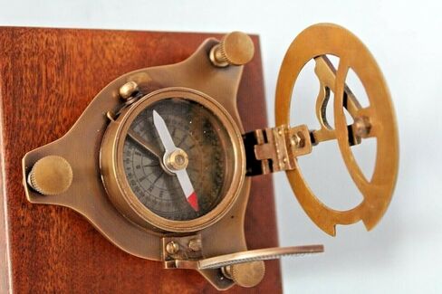 3" Nautical Brass Sundial Compass with Wood Box Antique Finish Handmade Compass for Camping & Hiking Collectible Item in Saudi Arabia