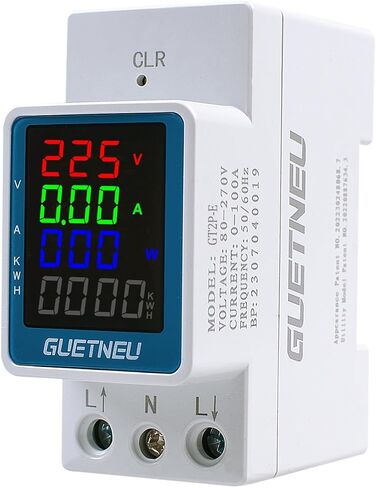 Digital Display Energy Meter Energy Tester Electricity Usage Monitor AC Rail-Mounted Meter GT2P-UID, AC 80~270V, 0~100A, 50/60Hz. Used to Measure AC Voltage, Current and Energy Consumption in Saudi Arabia