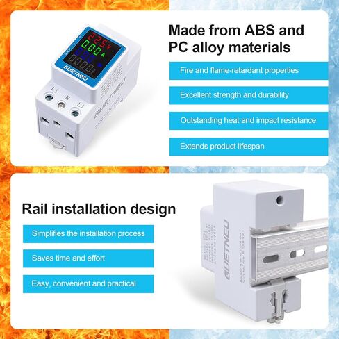 Digital Display Energy Meter Energy Tester Electricity Usage Monitor AC Rail-Mounted Meter GT2P-UID, AC 80~270V, 0~100A, 50/60Hz. Used to Measure AC Voltage, Current and Energy Consumption in Saudi Arabia