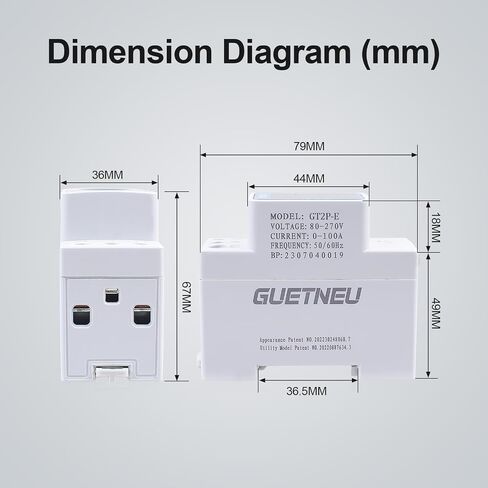 Digital Display Energy Meter Energy Tester Electricity Usage Monitor AC Rail-Mounted Meter GT2P-UID, AC 80~270V, 0~100A, 50/60Hz. Used to Measure AC Voltage, Current and Energy Consumption in Saudi Arabia