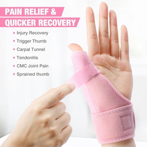 Trigger Thumb Splint, Adjustable Thumb Spica Support Brace Stabilizer for Arthritis Pain, Sprains, Tendonitis Relief, One Size Fits Right or Left Hand (Pink) in Saudi Arabia