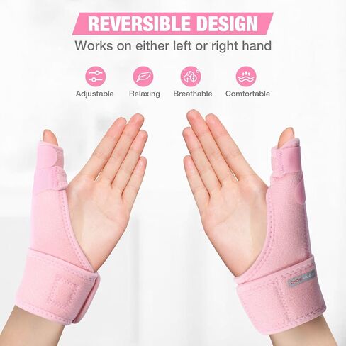 Trigger Thumb Splint, Adjustable Thumb Spica Support Brace Stabilizer for Arthritis Pain, Sprains, Tendonitis Relief, One Size Fits Right or Left Hand (Pink) in Saudi Arabia