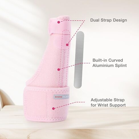 Trigger Thumb Splint, Adjustable Thumb Spica Support Brace Stabilizer for Arthritis Pain, Sprains, Tendonitis Relief, One Size Fits Right or Left Hand (Pink) in Saudi Arabia