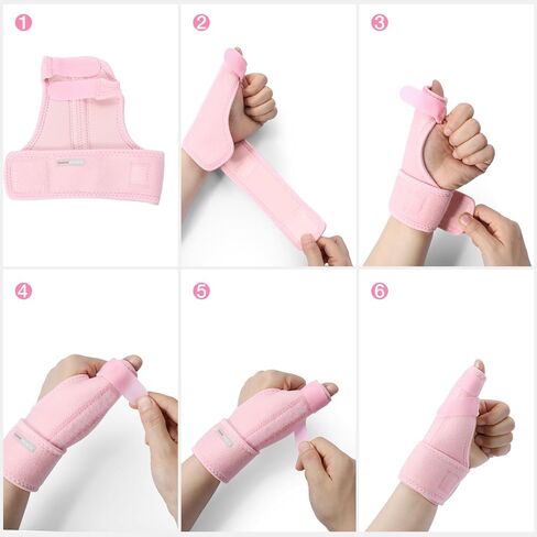 Trigger Thumb Splint, Adjustable Thumb Spica Support Brace Stabilizer for Arthritis Pain, Sprains, Tendonitis Relief, One Size Fits Right or Left Hand (Pink) in Saudi Arabia