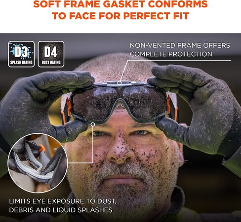 Ergodyne Skullerz Arkyn Protective Dust Safety Goggle, Non-Vented, Anti Fog, Scratch Resistant​, Adjustable Fabric Strap in Saudi Arabia