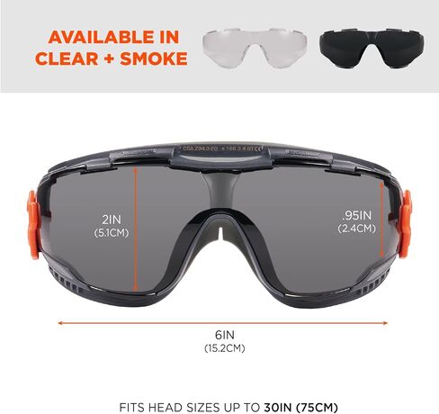 Ergodyne Skullerz Arkyn Protective Dust Safety Goggle, Non-Vented, Anti Fog, Scratch Resistant​, Adjustable Fabric Strap in Saudi Arabia