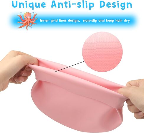 قبعات سباحة للأطفال من Chriffer للفتيات ذات الشعر الطويل، قبعات سباحة للأطفال من سن 3 إلى 6 سنوات، قبعة سباحة للأولاد، قبعة سباحة للفتيات، قبعة سباحة للأطفال للأولاد من السيليكون المطاطي - وردي in Kuwait