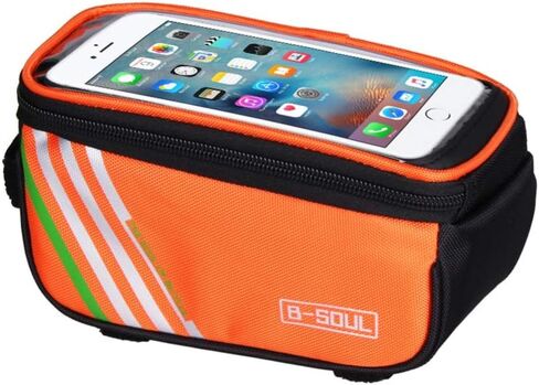 CoverON Bike Phone Mount Bag, Cycling Waterproof Front Frame Top Tube Handlebar Touch Screen Holder Bicycle Pouch Case for iPhone/Samsung/Android - Orange in Saudi Arabia