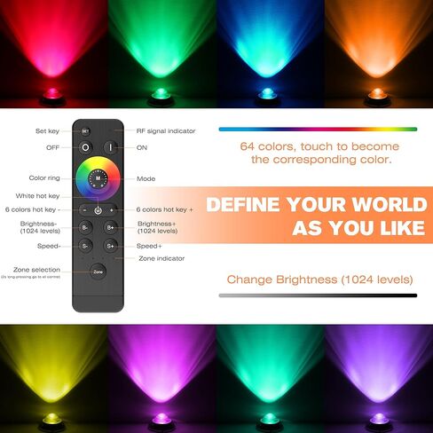 HUSUKU GT6 أضواء حوض القارب تحت الماء، 2x6000LM، زاوية شعاع 60 درجة، 12 فولت RGB 60 وات IP68 مقاومة للماء، جسم معدني بالكامل، مجموعة لاسلكية ومزامنة لرسو السفن/البحرية/القارب/عائم/صيد الأسماك، حامل سطحي in Kuwait