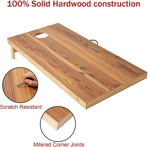Solid Wood Regulation Size Cornhole Set Portable Bean Bags Toss Game with Durable Wood Grain Printed Surface and Underneath for Indoor and Outdoor in Saudi Arabia
