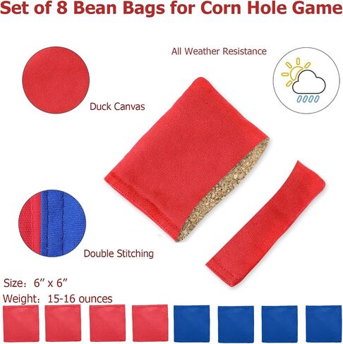Solid Wood Regulation Size Cornhole Set Portable Bean Bags Toss Game with Durable Wood Grain Printed Surface and Underneath for Indoor and Outdoor in Saudi Arabia