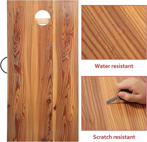 Solid Wood Regulation Size Cornhole Set Portable Bean Bags Toss Game with Durable Wood Grain Printed Surface and Underneath for Indoor and Outdoor in Saudi Arabia